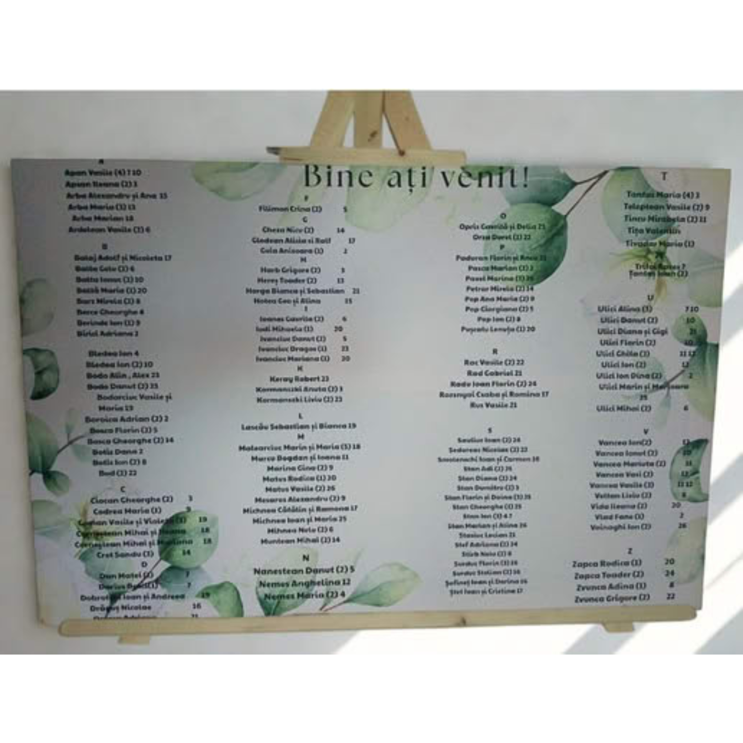 Opis lista de invitati cu sevalet de lemn